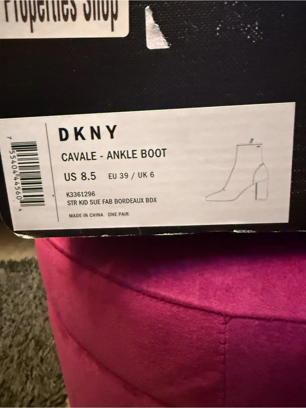DKNY Wine Suede Block Heel Ankle Boots - Picture 7 of 7